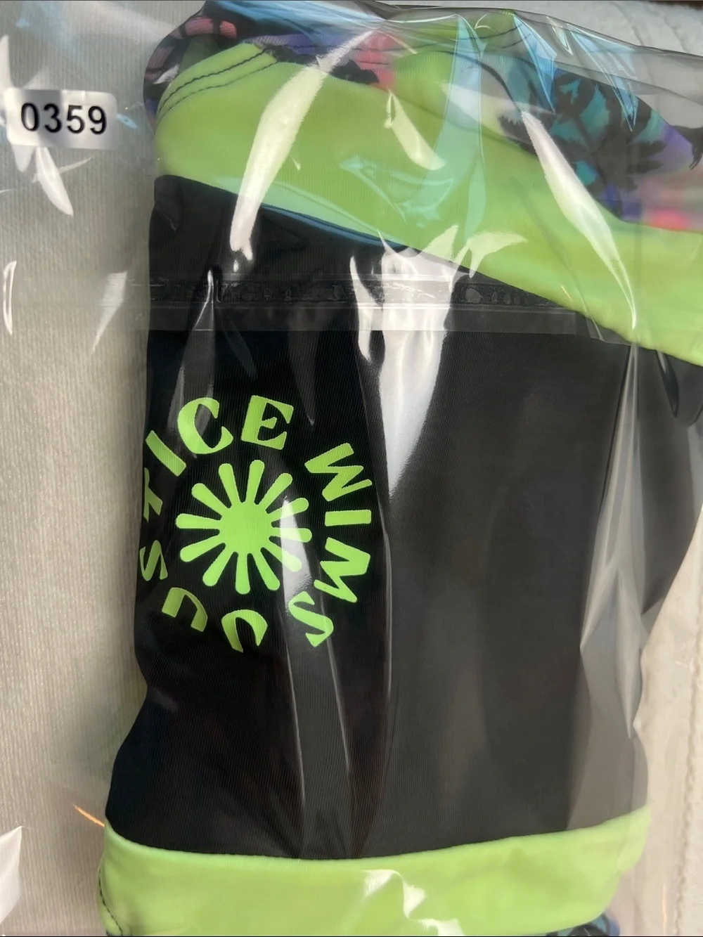 Justice Girls' Black & Lime Green One-Piece with Pastel Palm Print